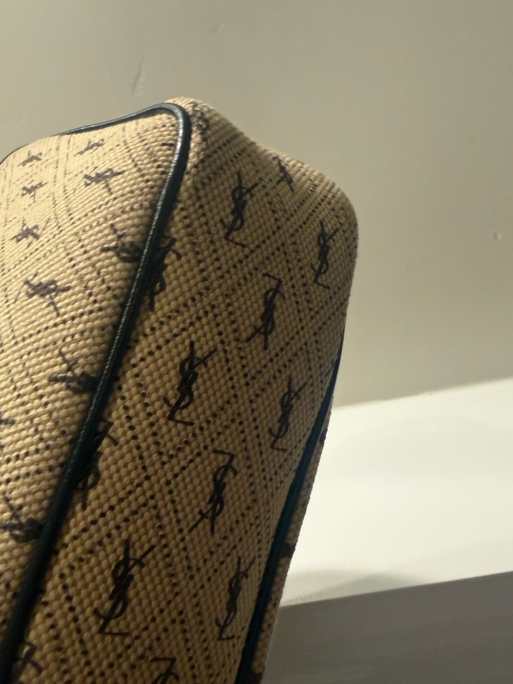 Yves Saint Laurent Beige Monogram All Over Canvas Camera Bag Crossbody Dark Navy - Picture 6 of 13